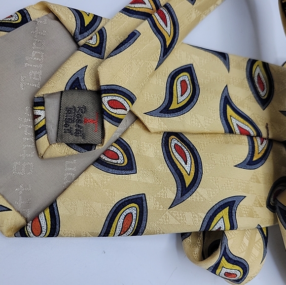 TALBOTT STUDIO Oxford Shop HAND SEWN SILK TIE Yellow Blue Red White Jacquard - Picture 6 of 8